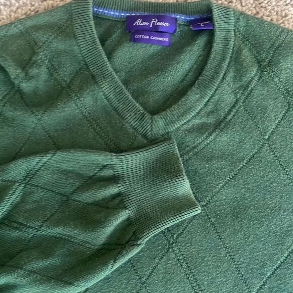 Alan Flusser Cotton Cashmere V-Neck Long Sleeve Sweater Men’s Large - Picture 1 of 6